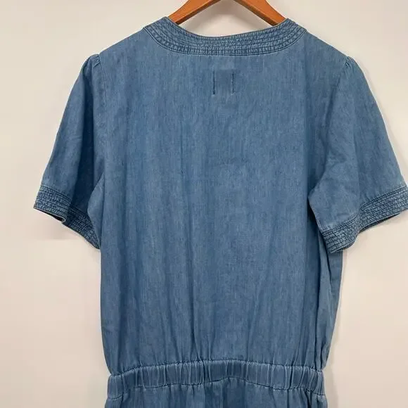 GAP MATERNITY NWT Chambray Denim Short Sleeve Maternity Jumpsuit // S - Picture 9 of 12